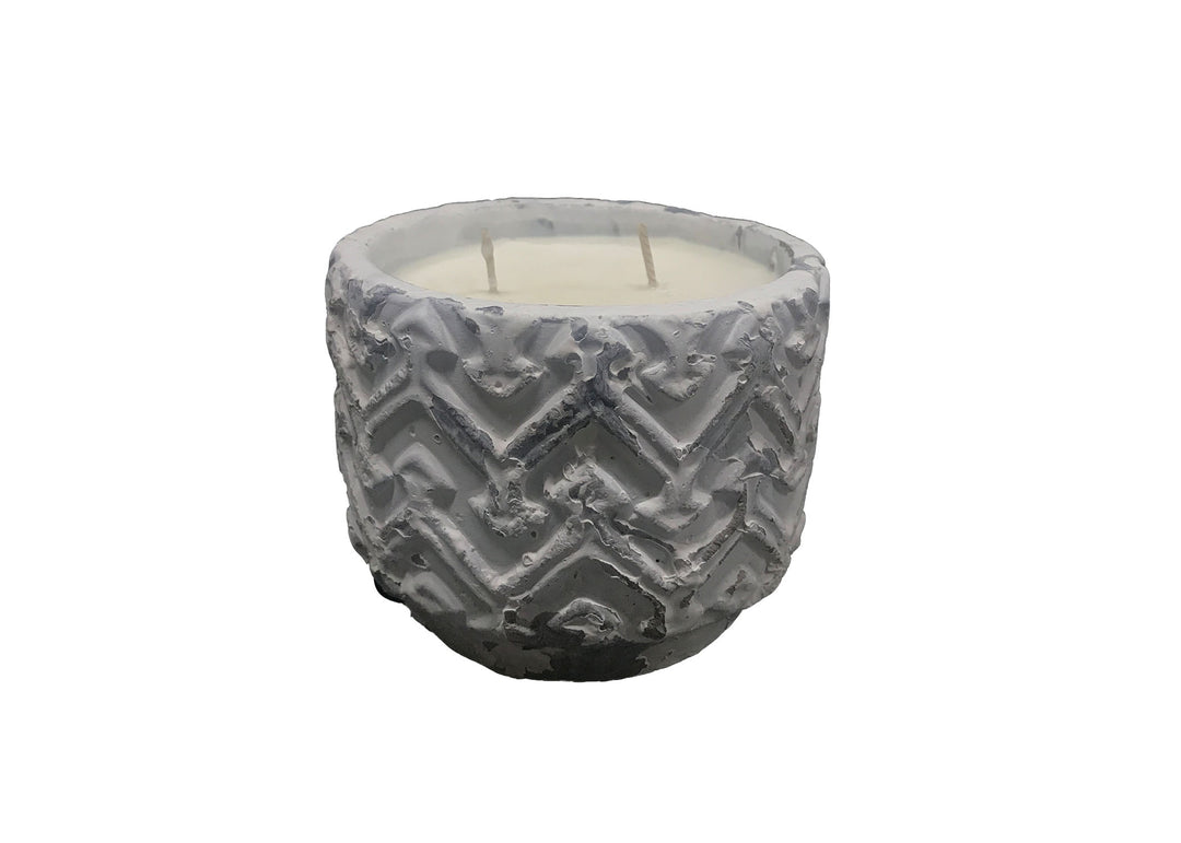 WHITE DISTRESSED STONE CANDLE