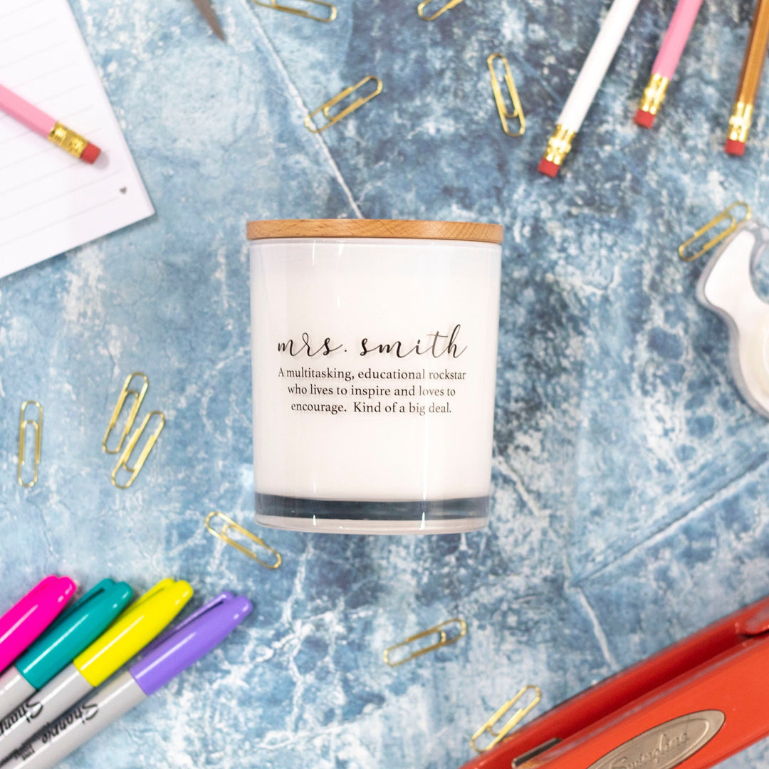 CUSTOM TEACHER NAME DEFINITION CANDLE