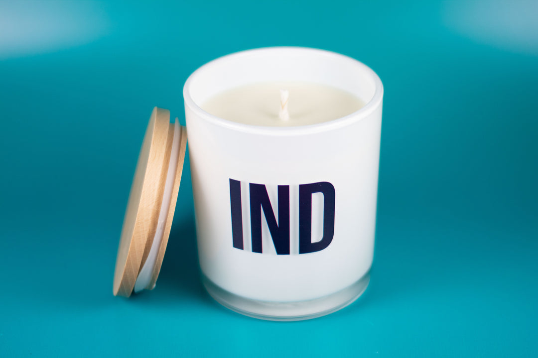 IND BLOCK LETTER CANDLE