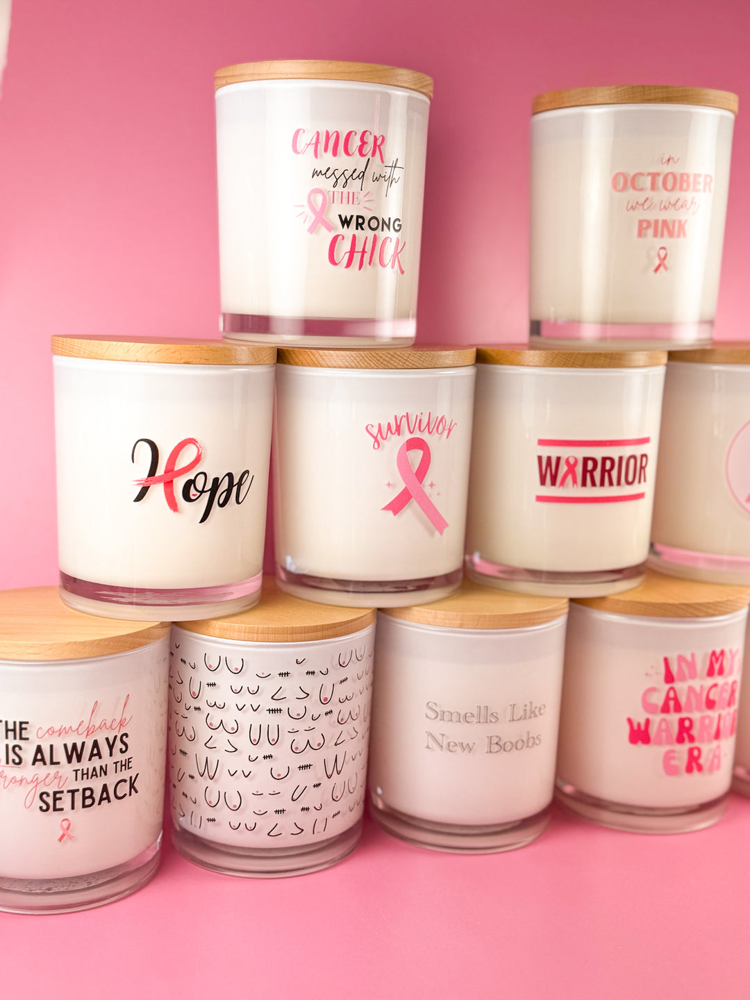 WARRIOR- BREAST CANCER CANDLE