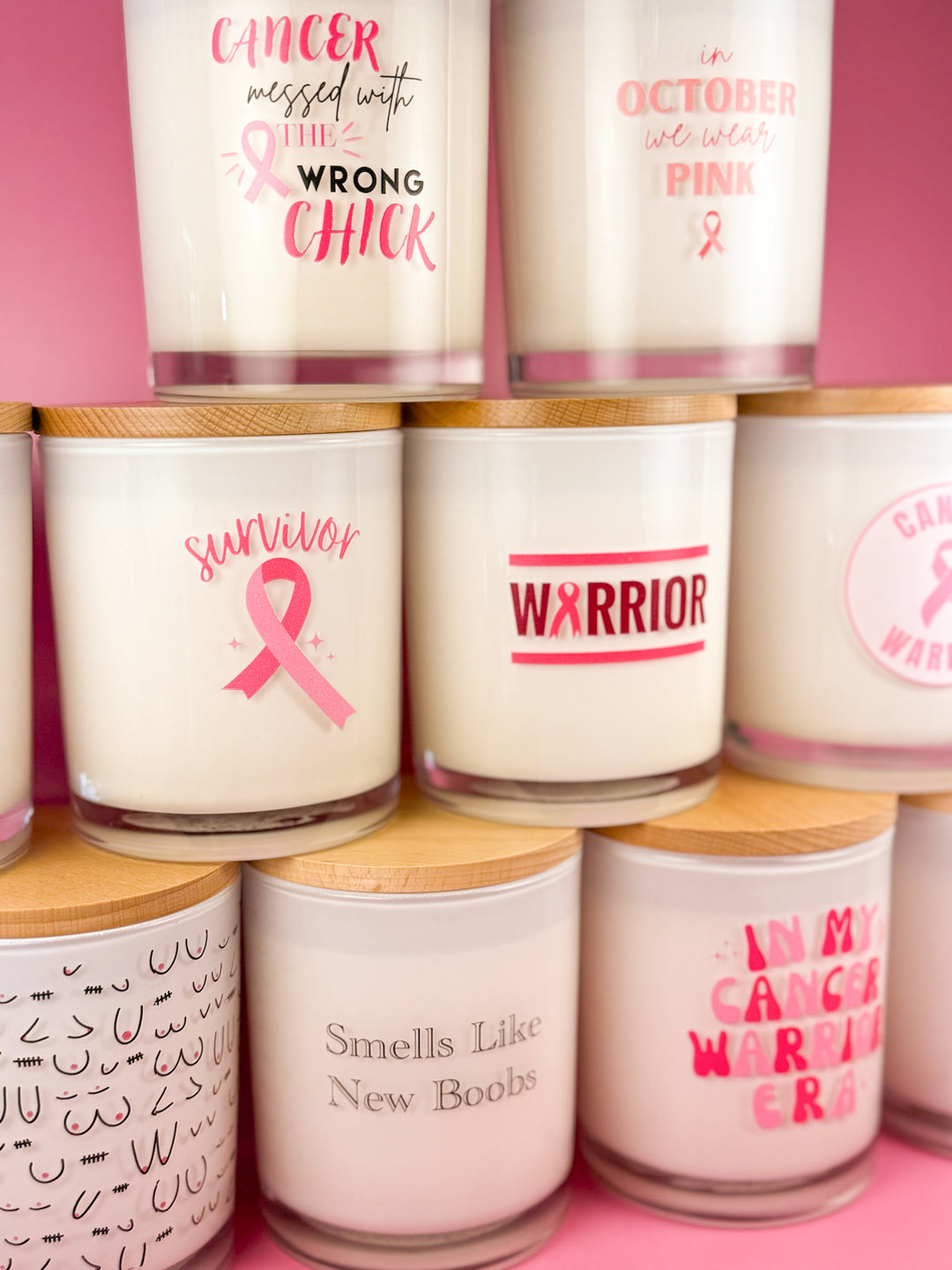 WARRIOR- BREAST CANCER CANDLE