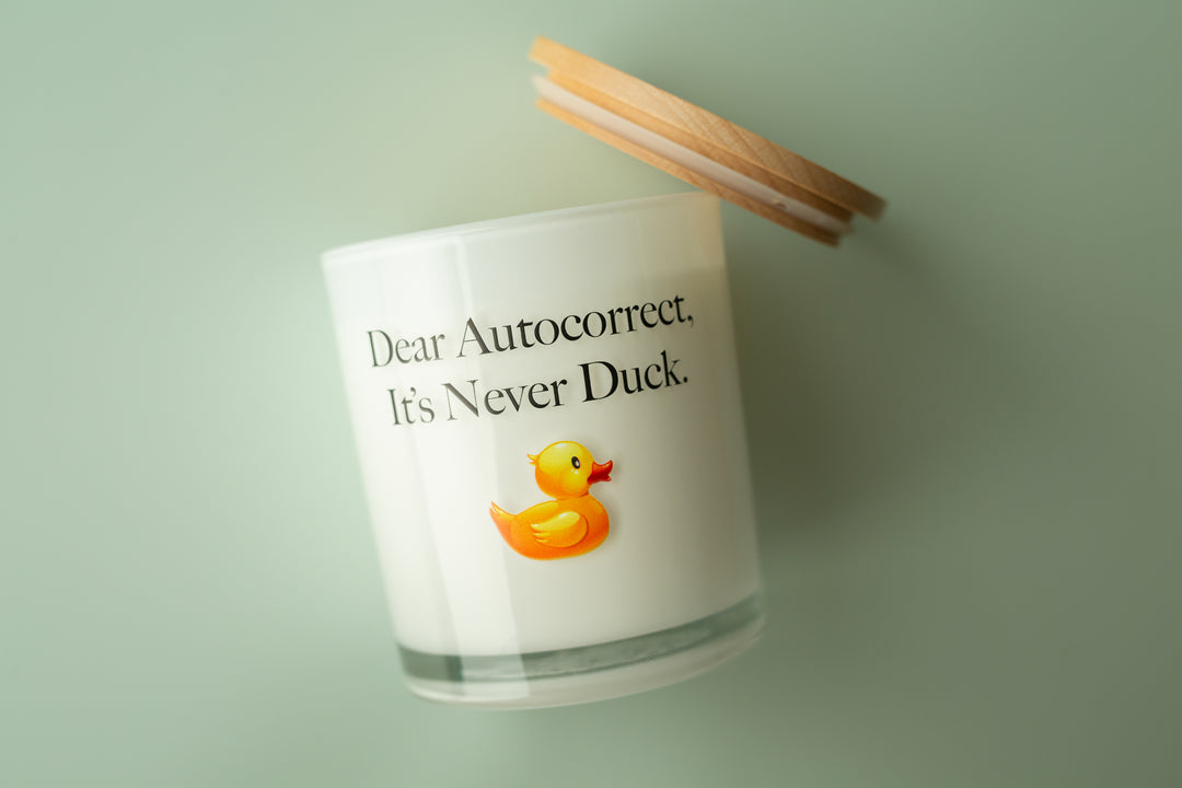 DEAR AUTOCORRECT PRINTED CANDLE