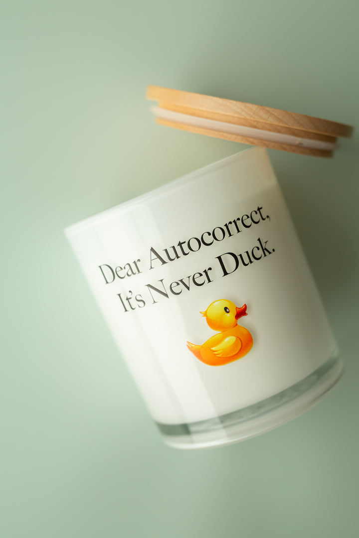 DEAR AUTOCORRECT PRINTED CANDLE