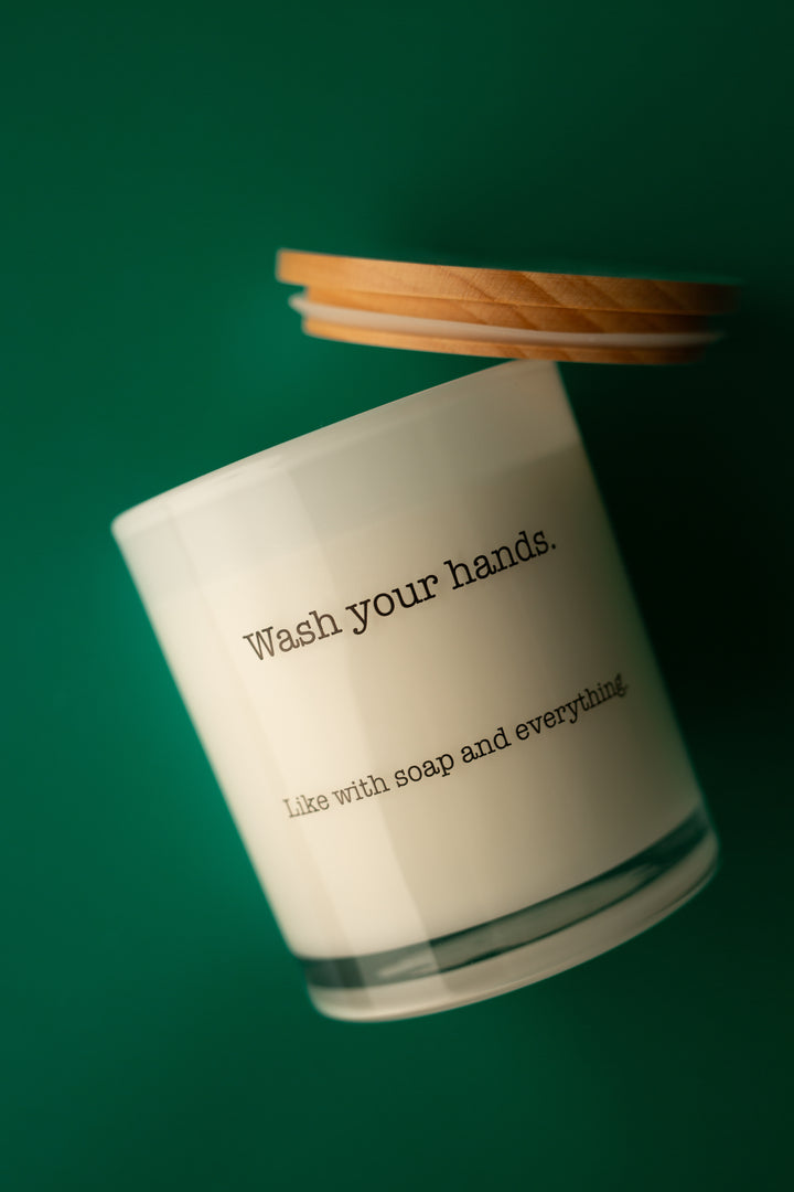 WASH YOUR HANDS PRINTED CANDLE