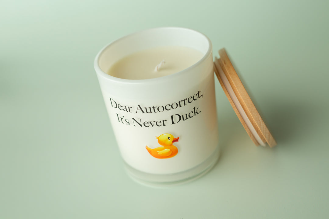 DEAR AUTOCORRECT PRINTED CANDLE