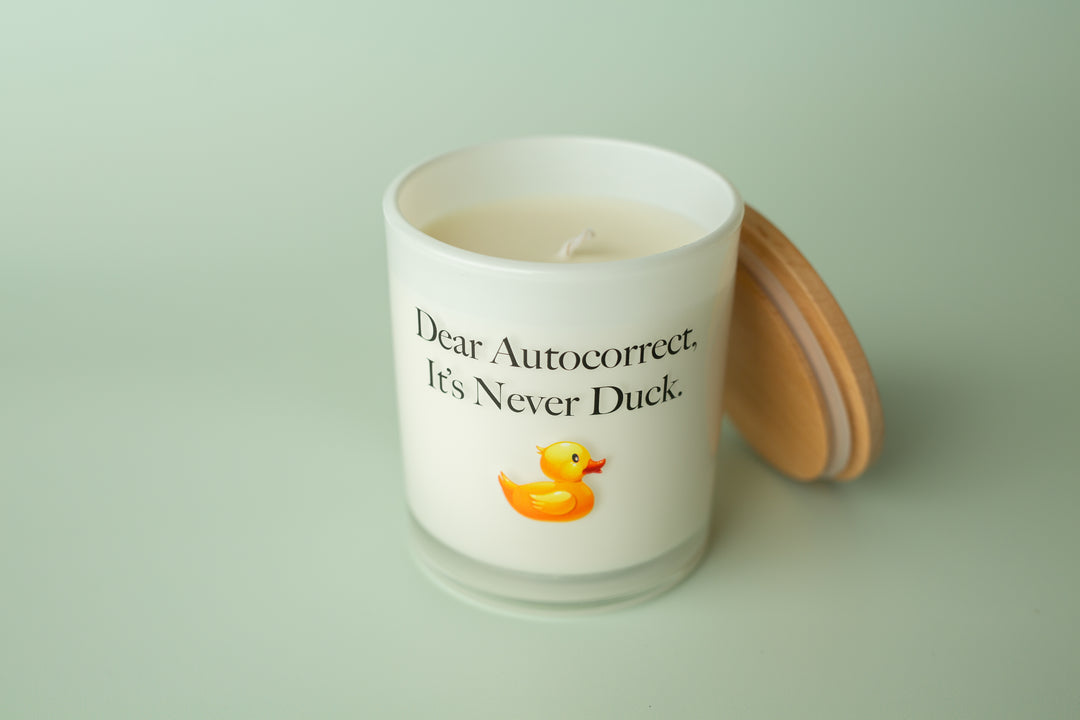 DEAR AUTOCORRECT PRINTED CANDLE