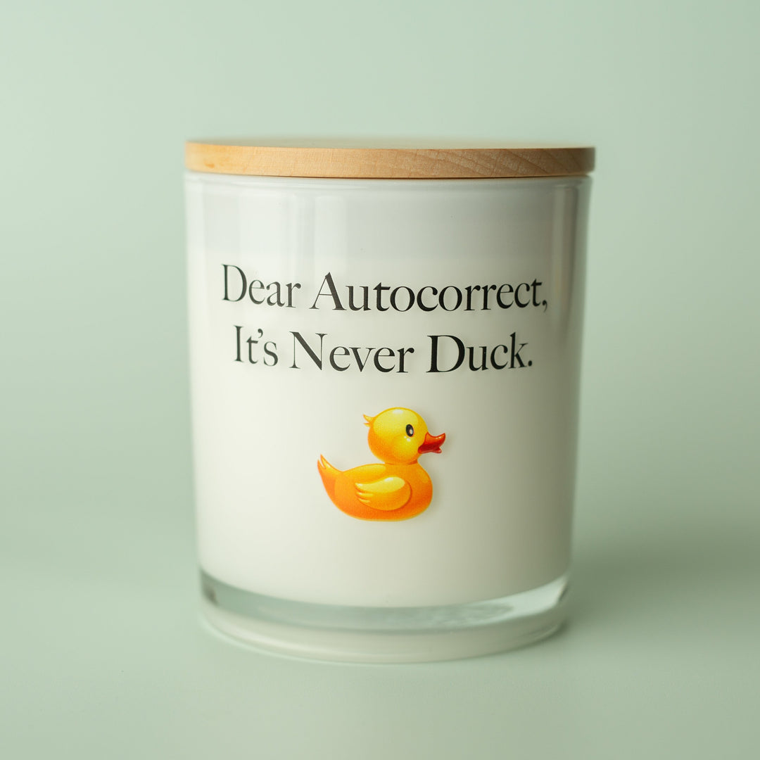 DEAR AUTOCORRECT PRINTED CANDLE