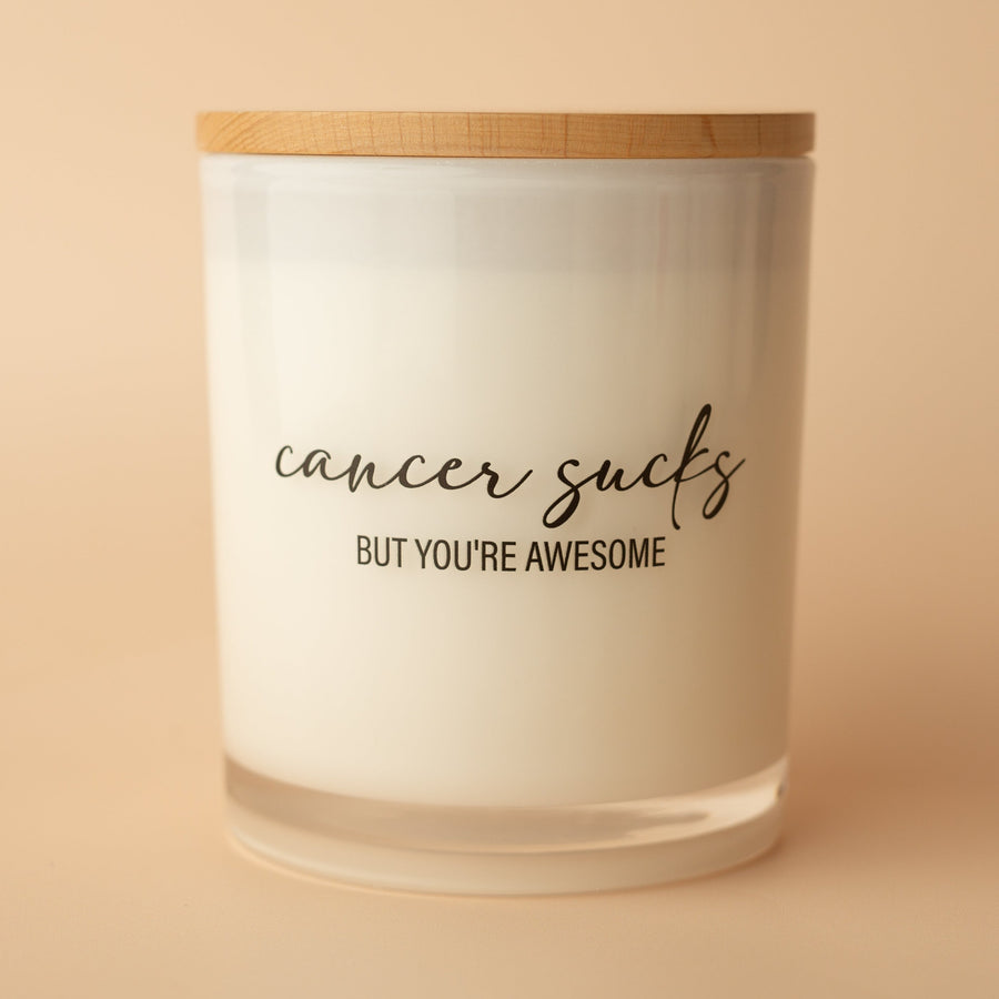 CANCER SUCKS PRINTED CANDLE