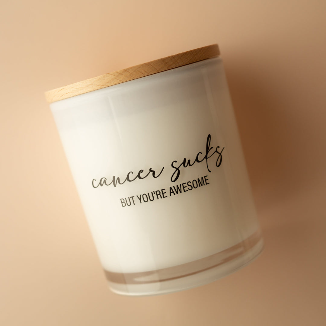 CANCER SUCKS PRINTED CANDLE