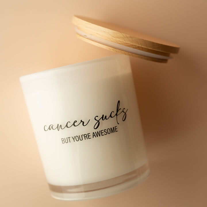 CANCER SUCKS PRINTED CANDLE