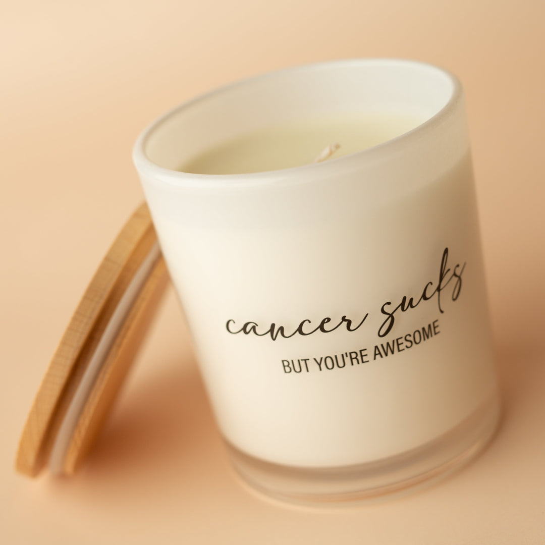 CANCER SUCKS PRINTED CANDLE