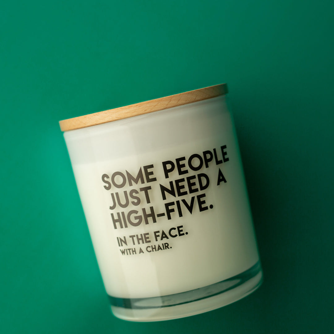 HIGH FIVE IN THE FACE CANDLE