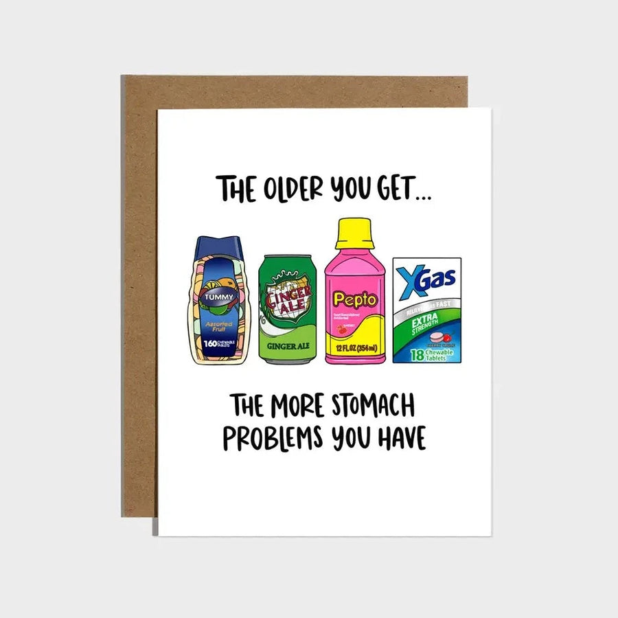 STOMACH PROBLEMS BIRTHDAY CARD