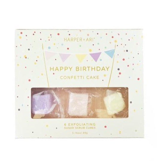 HARPER + ARI HAPPY BIRTHDAY CONFETTI CAKE SUGAR CUBE SCRUBS