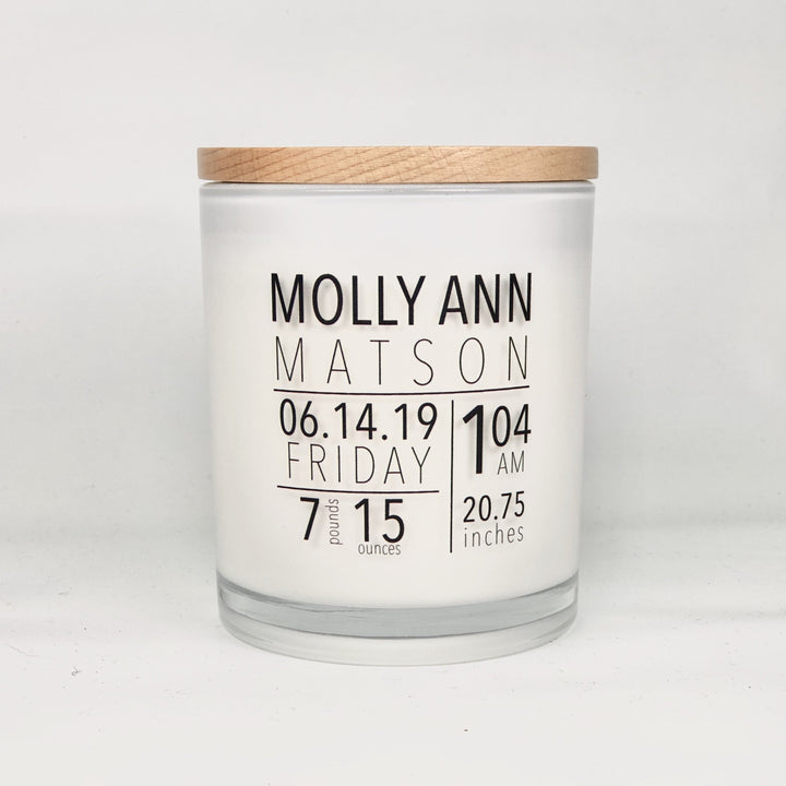 Baby Girl Birth Stats Candle