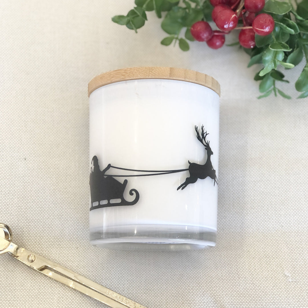 Santa and Reindeer Sleigh Bells Candle