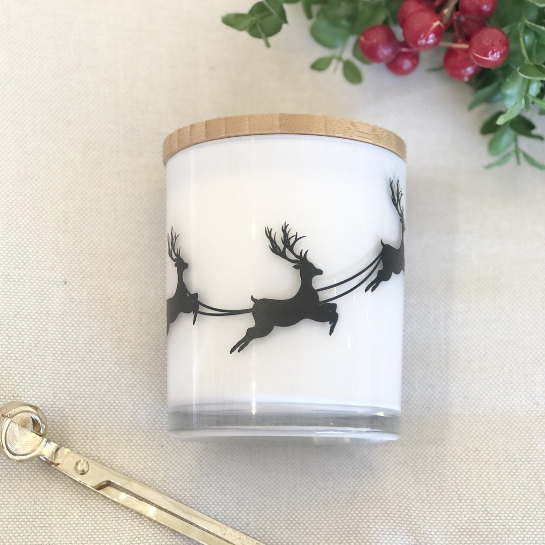 Santa and Reindeer Sleigh Bells Candle