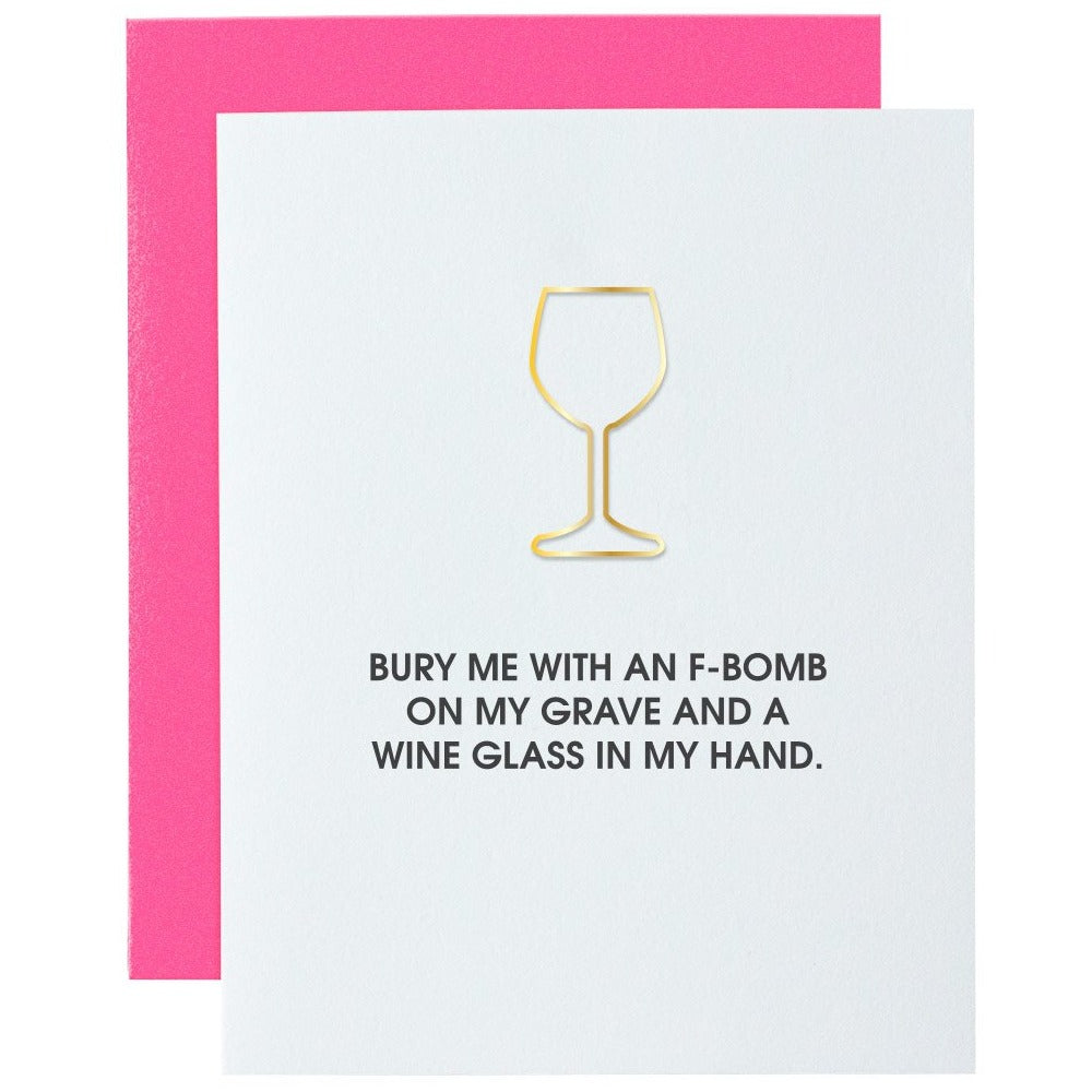 F-BOMB AND WINE GLASS CARD